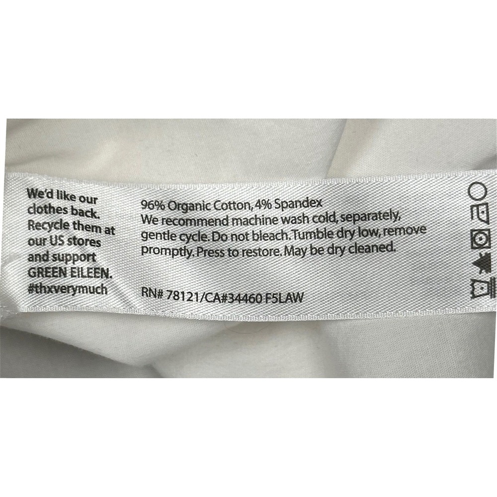 Eileen Fisher Sleeveless Tunic Women's XXS White Organic Cotton Button Up Shirt - Picture 4 of 11